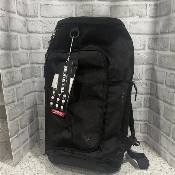 True Religion Men's Black Convertible Backpack Duffle Bag - Picture 1 of 8